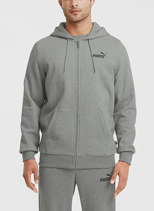 FELPA FULL ZIP CON CAPPUCCIO, 03 GREY, medium