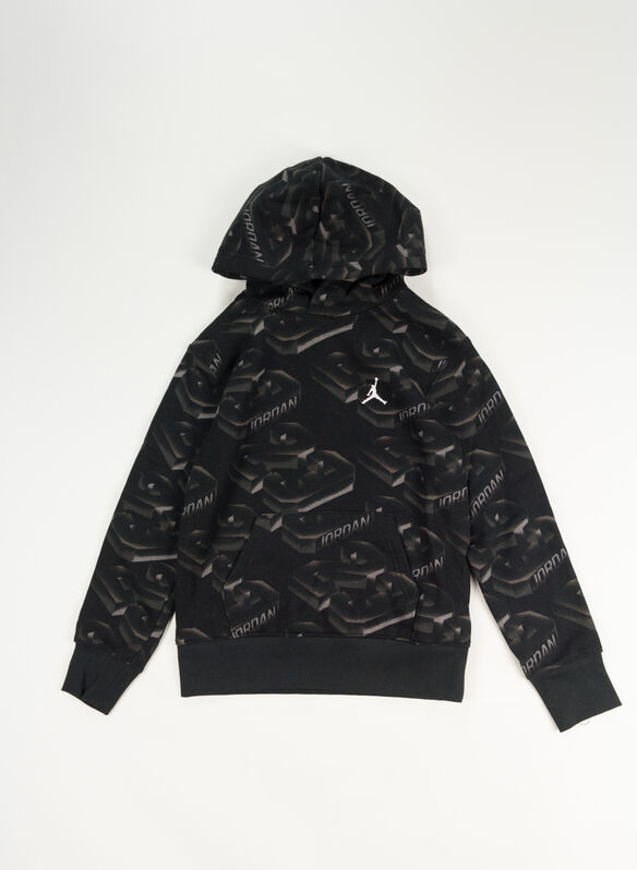 FELPA HOODIE JORDAN CON STAMPA ALLOVER RAGAZZO, 023 BLK, medium