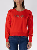 MAGLIONE GIROCOLLO CON LOGO STRASS, 71664 CORALLO, thumb