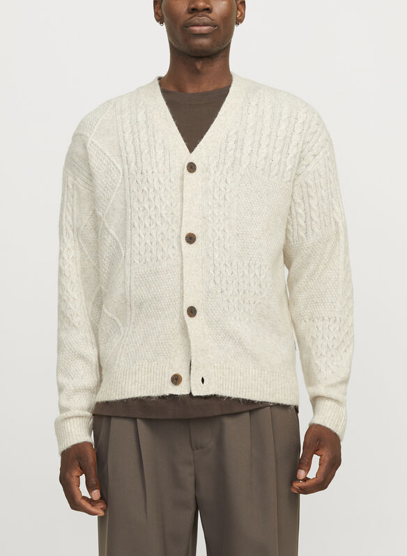 CARDIGAN BOTTONI MARKUS, OATMEAL PANNA, medium