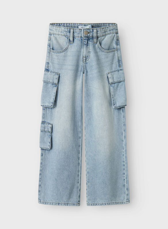 JEANS BELLA CARGO RAGAZZA, BLEACHED DENIM, medium