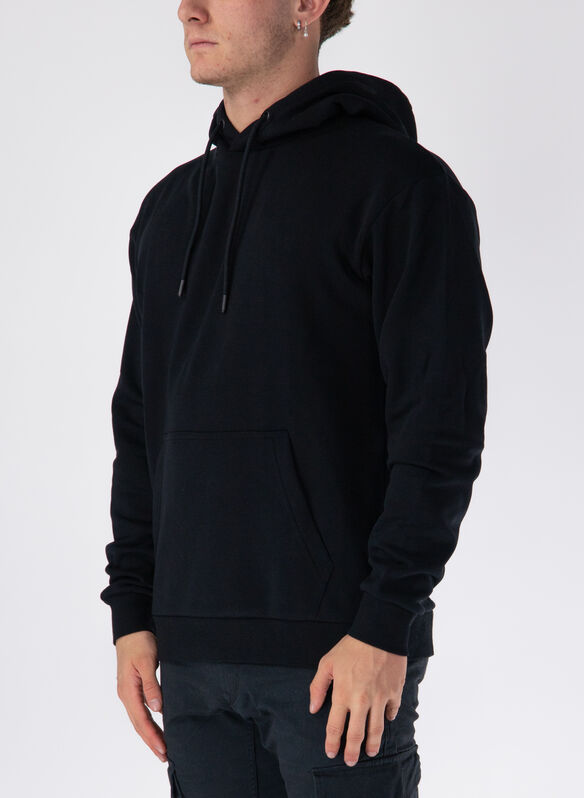 FELPA HOODIE PLAIN, BLACK, medium