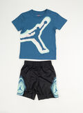 COMPLETO T-SHIRT + SHORT JORDAN AIR HEAT MAP BAMBINO, 023 BLK, thumb