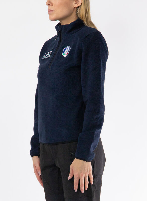 FELPA IN PILE SCI 1/2 ZIP FISI ITALIA, 1577 BLU, medium