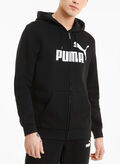 FELPA FULL ZIP CON CAPPUCCIO E LOGO, 01 BLK, thumb