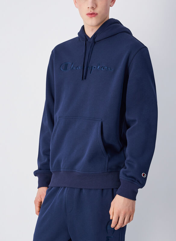 FELPA HOODIE CON RICAMO LOGO, NVY, medium