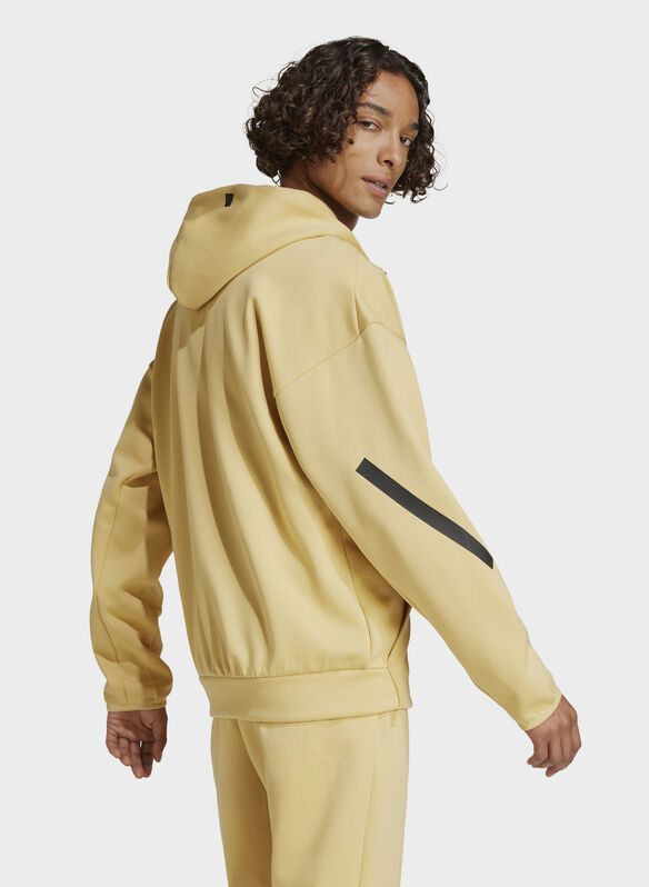 FELPA FULL ZIP CON CAPPUCCIO, YELLOW, medium