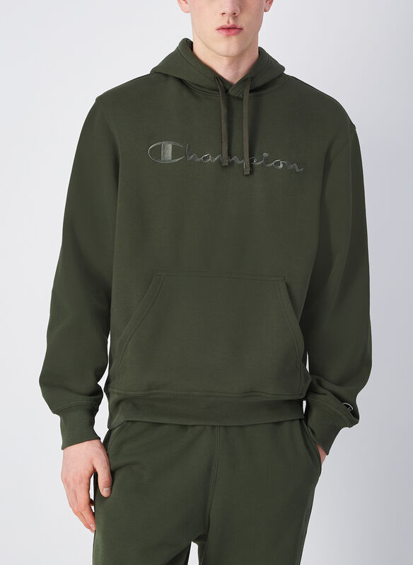 FELPA HOODIE CON RICAMO LOGO, VERDONE, medium