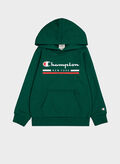 FELPA HOODIE CON LOGO RAGAZZO, GS502 GREEN, thumb