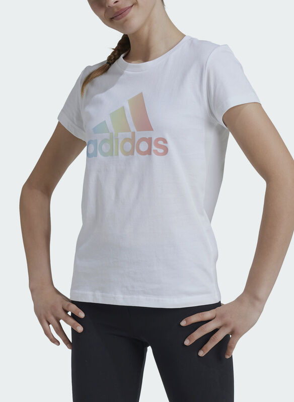 T-SHIRT ESSENTIAL METALLIC LOGO RAGAZZA, WHT, medium