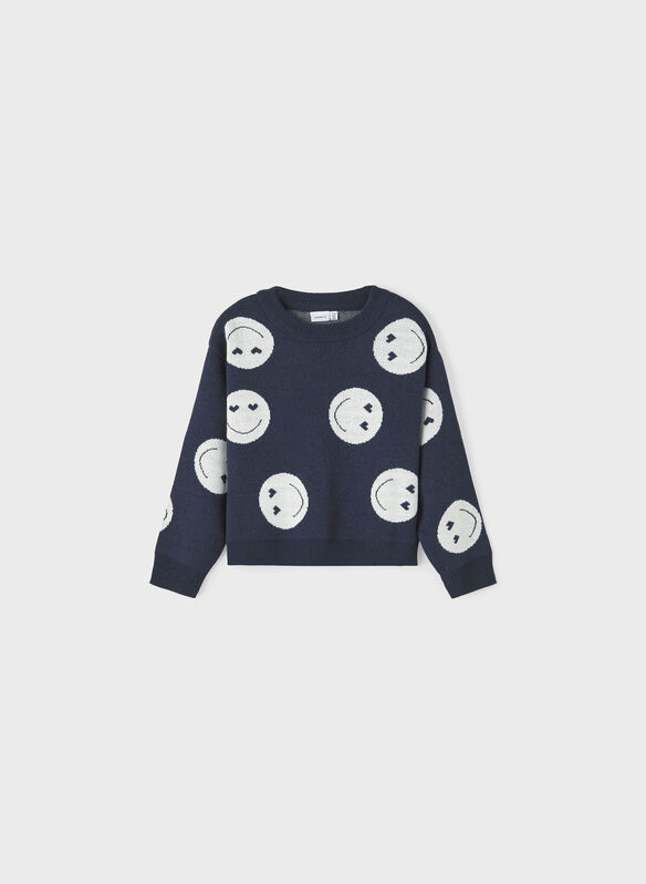 MAGLIONE KANDAO GIRO SMILE RAGAZZA, DARK SAPPHIRE NVY, medium