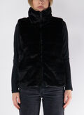 GILET PELLICCIA SINTETICA RIGATA, N BLK, thumb