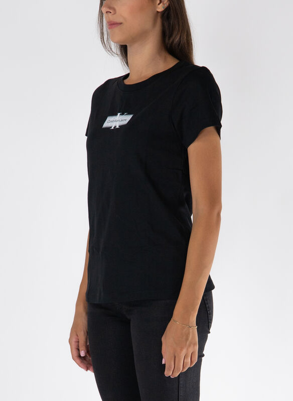 T-SHIRT LOGO SATIN, BEH BLK, medium