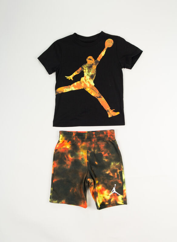 COMPLETINO T-SHIRT + SHORT JORDAN JUMBO BAMBINO, N82 BLKORANGE, medium