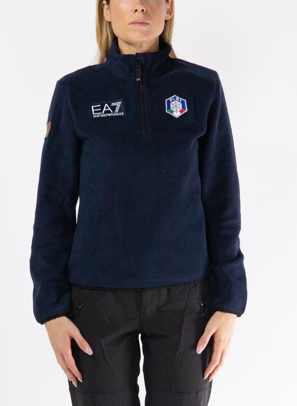 FELPA IN PILE SCI 1/2 ZIP FISI ITALIA, 1577 BLU, medium