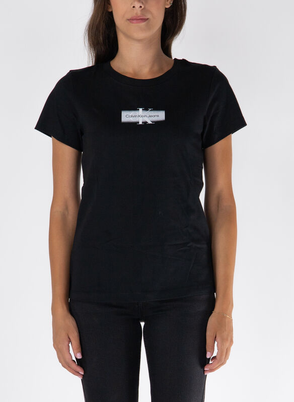 T-SHIRT LOGO SATIN, BEH BLK, medium