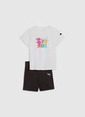 COMPLETINO T-SHIRT + SHORT PUMA x TROLLS BAMBINO, 02 WHTBLK, thumb