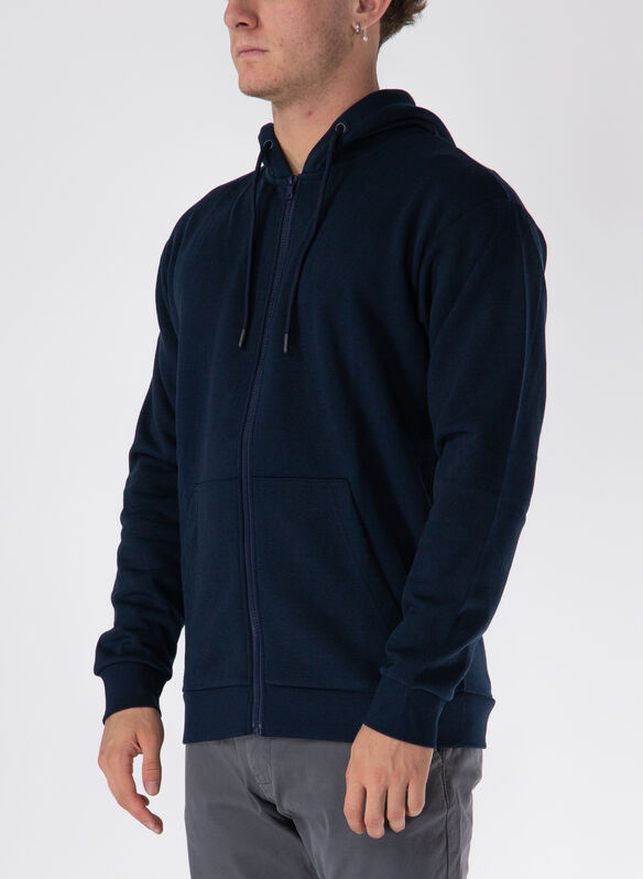 FELPA CON CAPPUCCIO FULL ZIP, NAVY BLAZER, medium