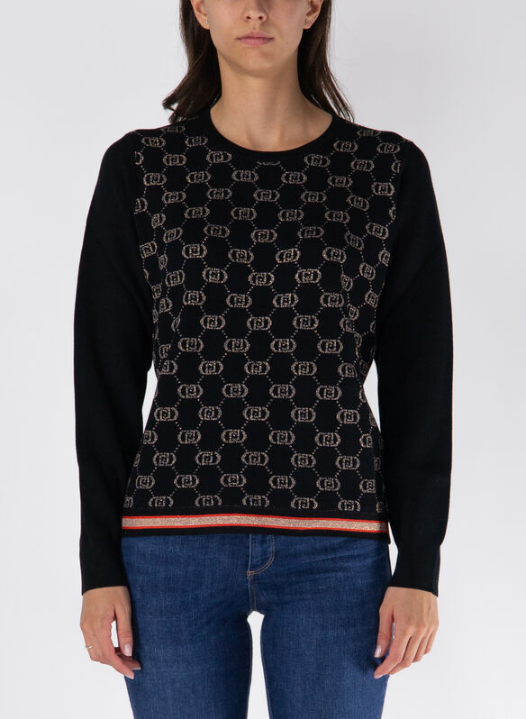 MAGLIONE GIROCOLLO MONOGRAM, A4279 BLK, medium