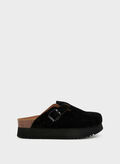 SANDALO SABOT JUSTINE PLATFORM SUEDE, BLK, thumb