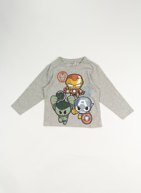 T-SHIRT MARVEL AVENGERS BAMBINO, GREY MELANGE, medium