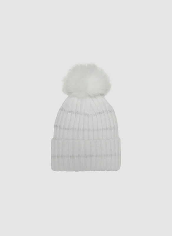 CAPPELLO IN MAGLIA ALENA CON PONPON, CLOUD DANCER, medium