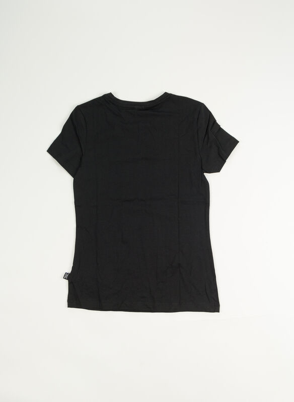 T-SHIRT ESSENTIALS GLITTER LOGO RAGAZZA, 01 BLK, medium