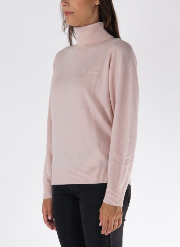 MAGLIONE DOLCEVITA CON LOGO, 14BQ ROSE, medium