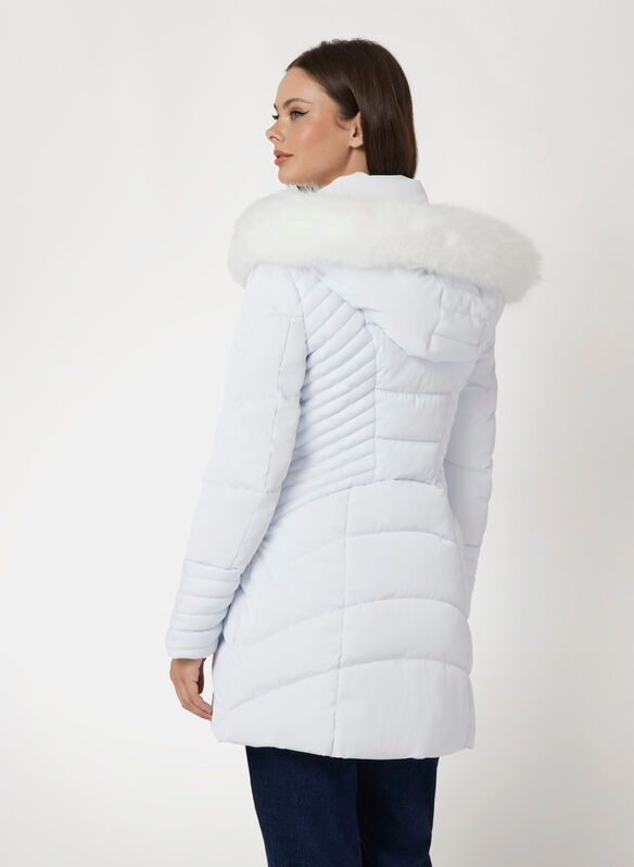 GIUBBOTTO PUFFER FAUX FUR HOOD, G011 WHT, medium