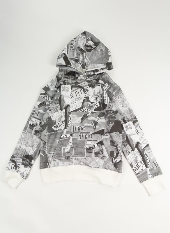 FELPA HOODIE JORDAN COLLAGE RAGAZZO, 023 BLKWHT, medium