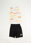 COMPLETO T-SHIRT + SHORT PLAYFUL GRAPHIC BAMBINO, 023 BLKWHT, thumb