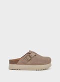 SANDALO SABOT JUSTINE PLATFORM SUEDE, DKBE BEIGE, thumb