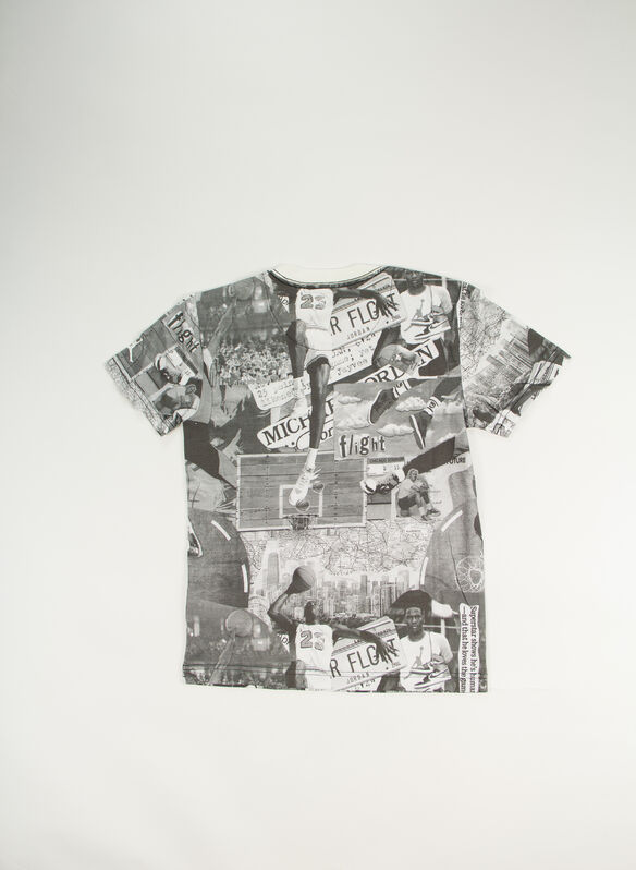 T-SHIRT JORDAN MJ BROOKLYN COLLAGE RAGAZZO, 023 BLKWHT, medium