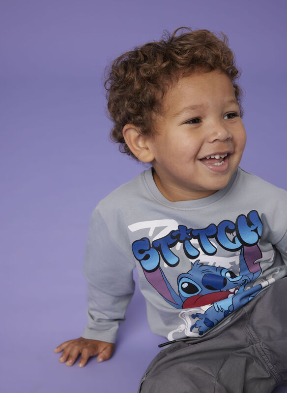 T-SHIRT COSMIC STITCH GRAPHIC BAMBINO, QUARRY POLVERE, medium