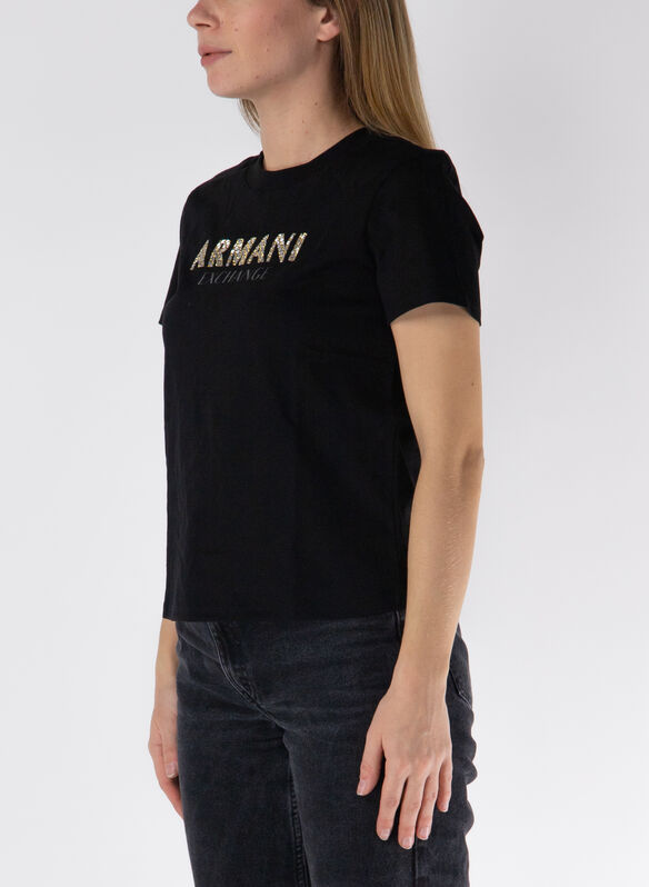 T-SHIRT CON LOGO FRONTALE, 1200 BLK, medium