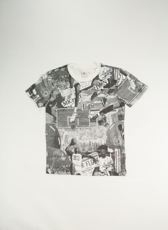 T-SHIRT JORDAN MJ BROOKLYN COLLAGE RAGAZZO, 023 BLKWHT, medium