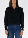 FELPA CON ZIP IN MAGLIA E TRECCE, 99 BLK, thumb