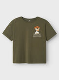 T-SHIRT DYNN BORED GRAPHIC RAGAZZO, DUSTY OLIVE FANGO, thumb