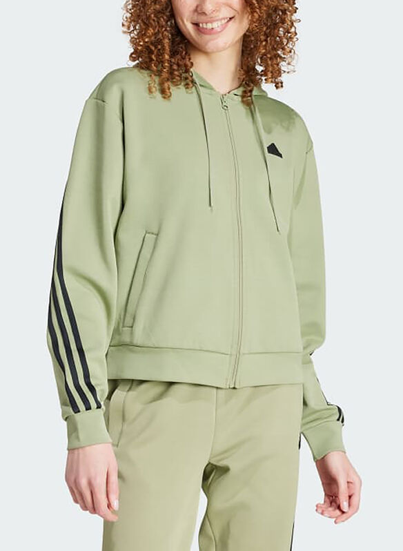 FELPA HOODIE FUTURE ICONS 3 STRIPES, OLIVE, medium