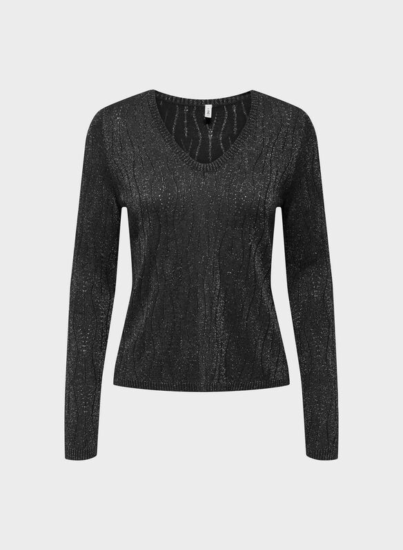 MAGLIONE MELLA V LUREX, BLACK, medium