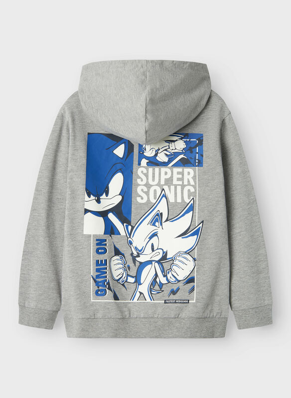 FELPA HOODIE SONIC HEDGEHOG RAGAZZO, GREY MELANGE, medium