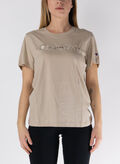 T-SHIRT IN JERSEY CON LOGO TONO SU TONO, MS016 NOCCIOLA, thumb