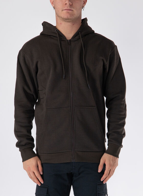 FELPA CON CAPPUCCIO FULL ZIP, MULCH BROWN, medium