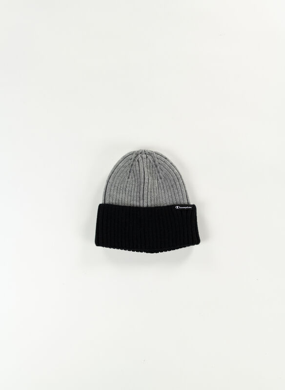 CAPPELLO BEANIE BICOLOR RAGAZZO, EM021 GREYBLK, medium