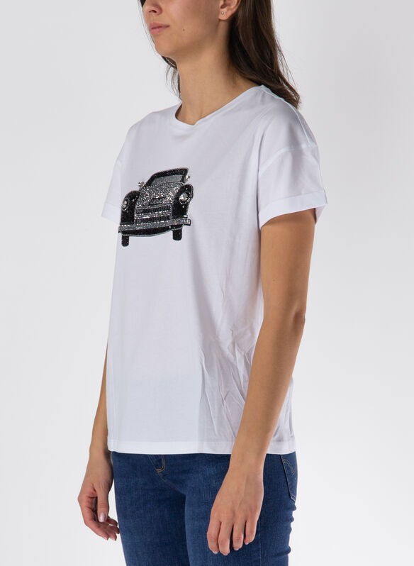 T-SHIRT CON STAMPA STRASS, N9946 WHT, medium