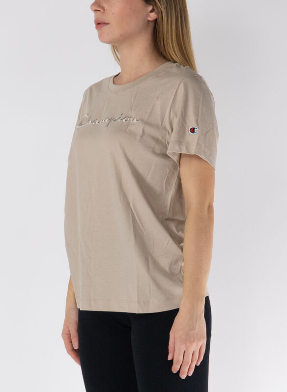 T-SHIRT IN JERSEY CON LOGO TONO SU TONO, MS016 NOCCIOLA, medium