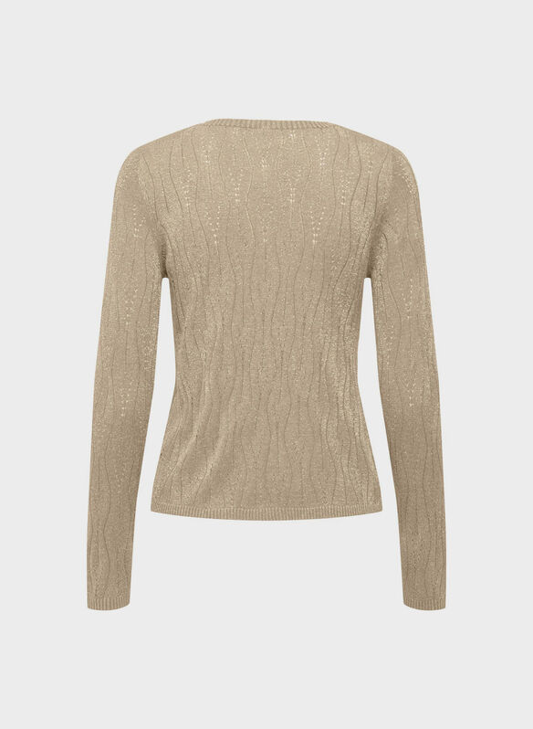 MAGLIONE MELLA V LUREX, FROSTED ALMOND, medium