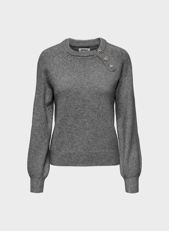 MAGLIONE GIROCOLLO LAUREN, MEDIUM GREY MELANGE, medium