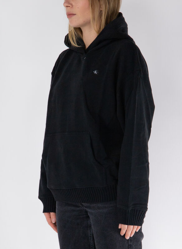 FELPA HOODIE CON RICAMO LOGO, BEH  BLK, medium