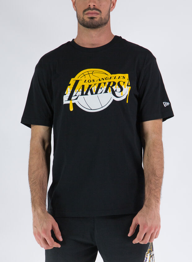 Black New Era NBA LA Lakers Drip Logo T-Shirt